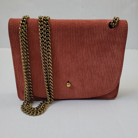 Madewell Rust Corduroy Crossbody Bag with Gold Chain - Picture 1 of 12